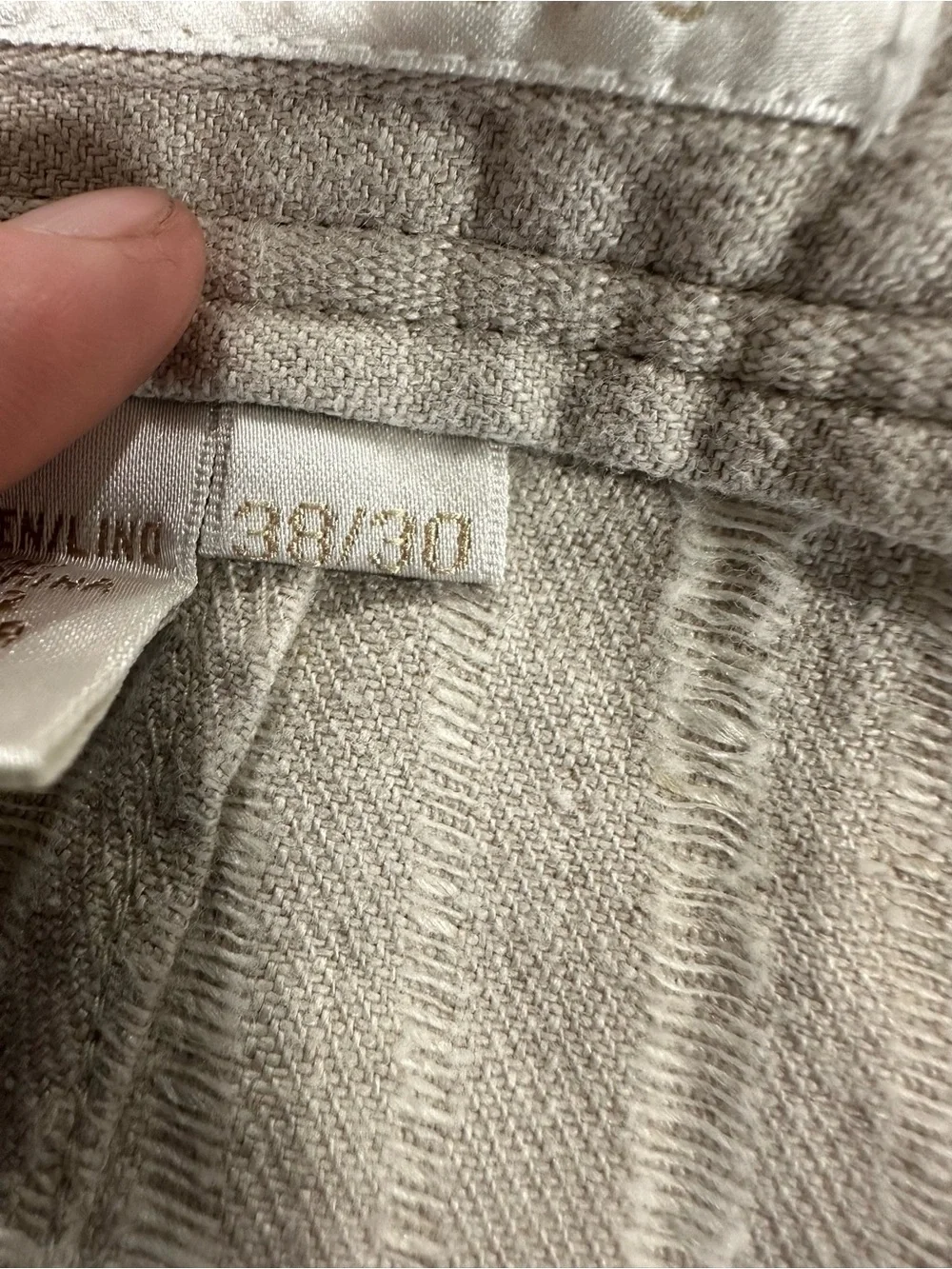 Perry Ellis 100% Linen Cargo Pants Men’s 38x30 Beige Straight Leg Lightweight